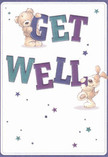 This cheerful get well card radiates the hopeful character of Enfield-its sweet illustrations offering a vivid burst of optimism. Two delightful friends fill the scene: a cuddly teddy bear sitting playfully atop bold, jewel-toned 'Get' lettering, and a bouncy puppy whose floppy ears and loving gaze bring an infectious sense of joy to 'Well' below. The background is a soft, inviting white, making the rich indigos, teals, and gentle purples pop in a display of vibrant encouragement, reminiscent of the bright shop windows on Gentlemen's Row. Whimsical stars scatter throughout-each one a twinkling wish for recovery and connection, painted in the dreamiest shades of blue and violet. The soft, textured fur of the bear and the puppy's velvety ears invite comforting thoughts-so lively, you can imagine wrapping up in their embrace. This card doesn't just carry a message; it brings the emotional lift of knowing someone is thinking of you, especially when paired with a thoughtfully arranged bouquet crafted by Enfield's expert florists. Perfect for brightening any hospital room or home in the area, this design blends visual care, local spirit, and gentle playfulness into a heartfelt gesture of kindness.